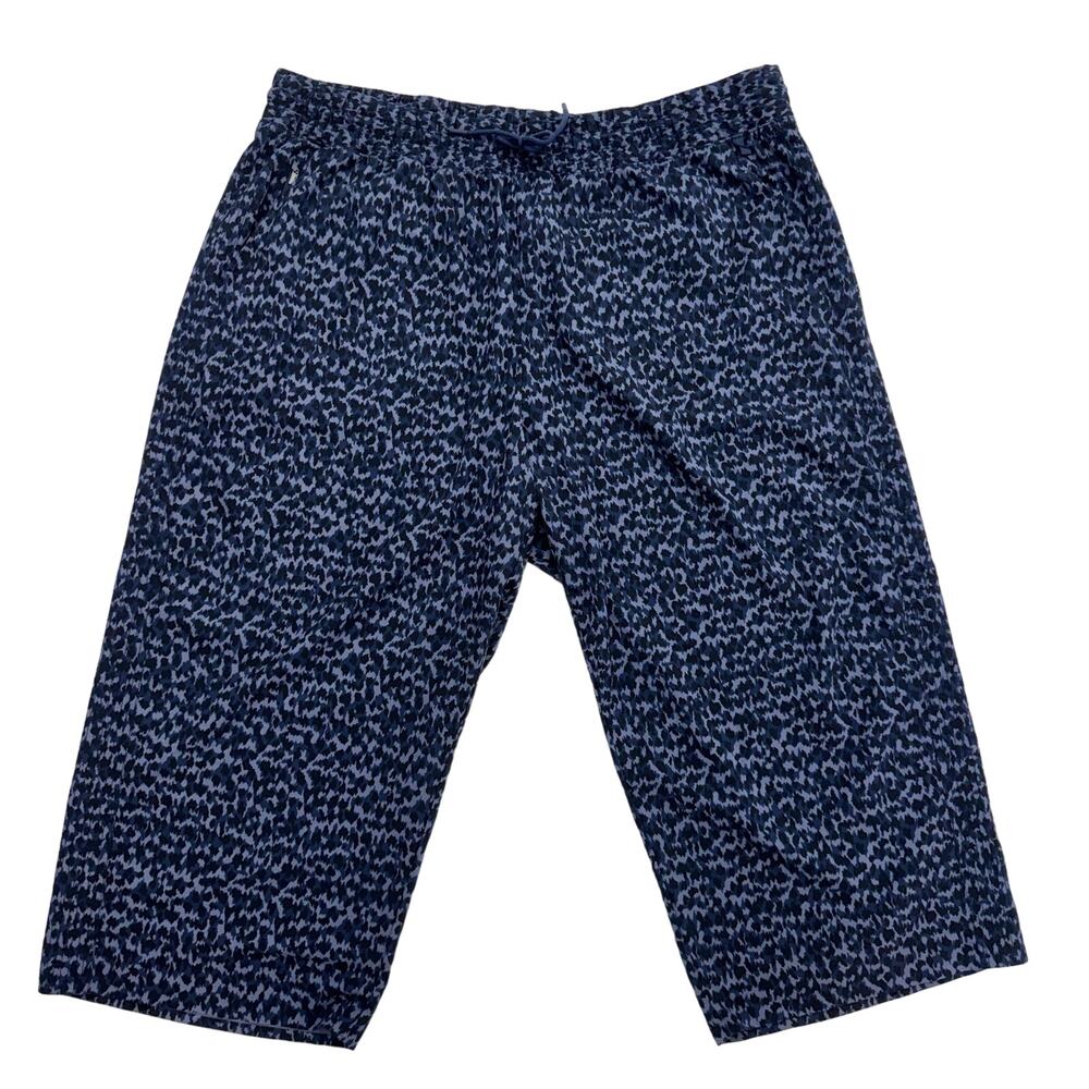 Athleta Avenue Wide Leg Crop Pants Pull On Lightweight Printed Navy Camo 24